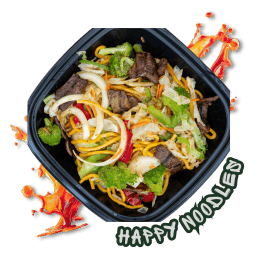 Happy Teriyaki Happy Noodles with grilled chicken and fresh vegetables