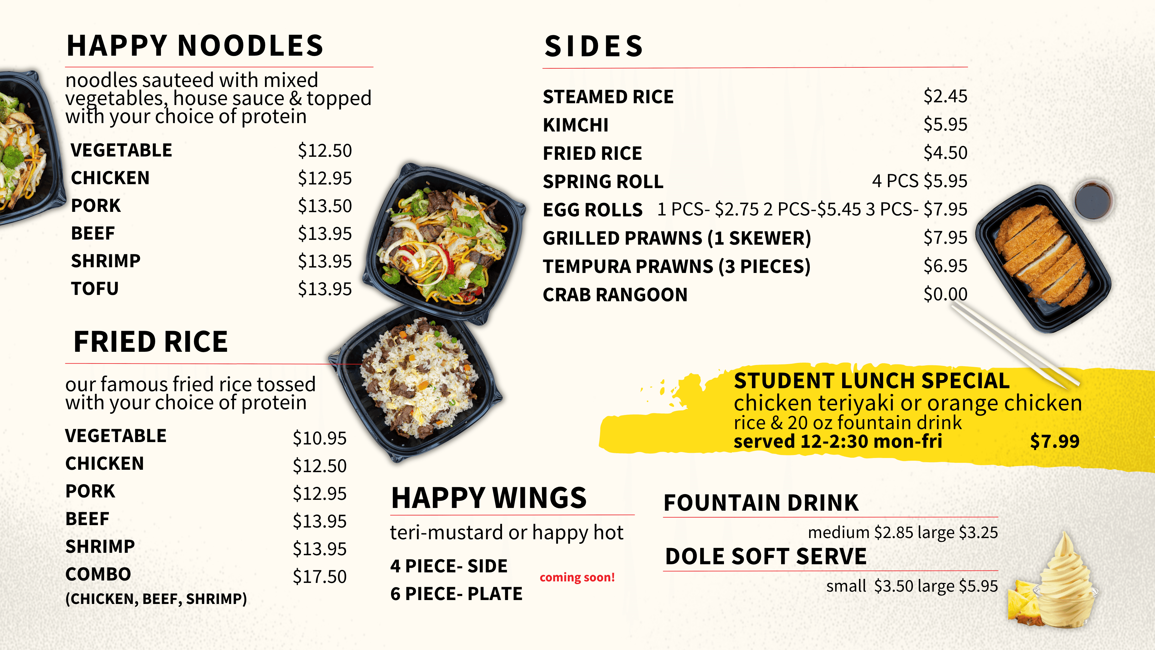 Happy Teriyaki menu page 1