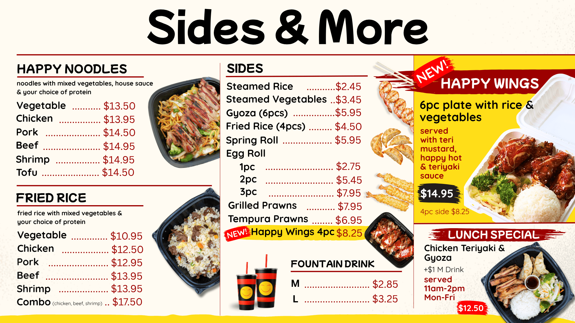 Sides and more menu from Happy Teriyaki and food near me.
